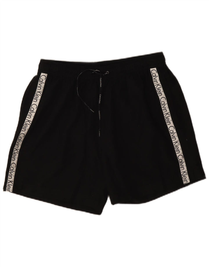 Pantaloni scurți de înot grafic Calvin Klein pentru bărbați, mari, negru, poliester color bloc