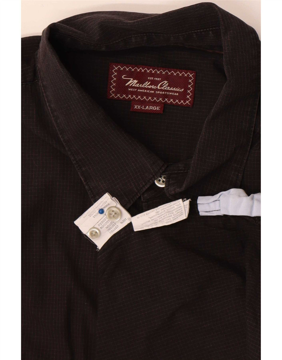 Cămașă pentru bărbați Marlboro Classics 2XL, bumbac cu carouri maro