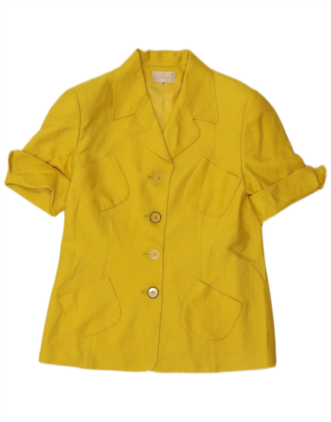 Set fuste 2 piese pentru femei vintage cu 4 nasturi IT 46 mare W32 mătase galbenă