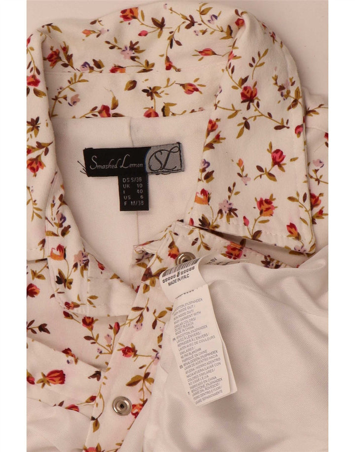 Smashed Lemon Jachetă Bomber pentru femei UK 10, Bumbac Floral Alb Mic