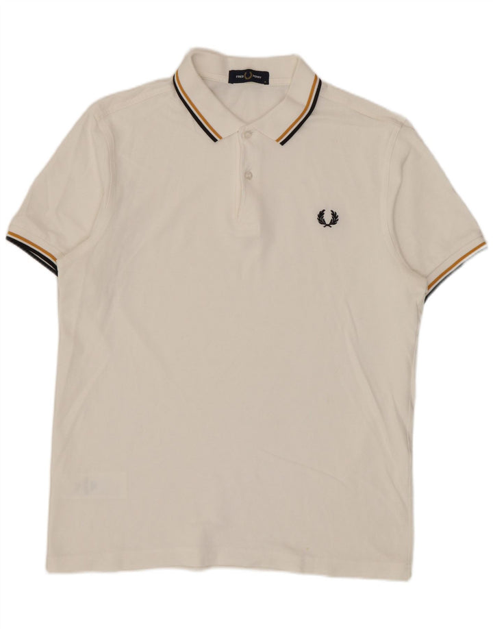 Cămașă polo Fred Perry pentru bărbați, bumbac alb mediu