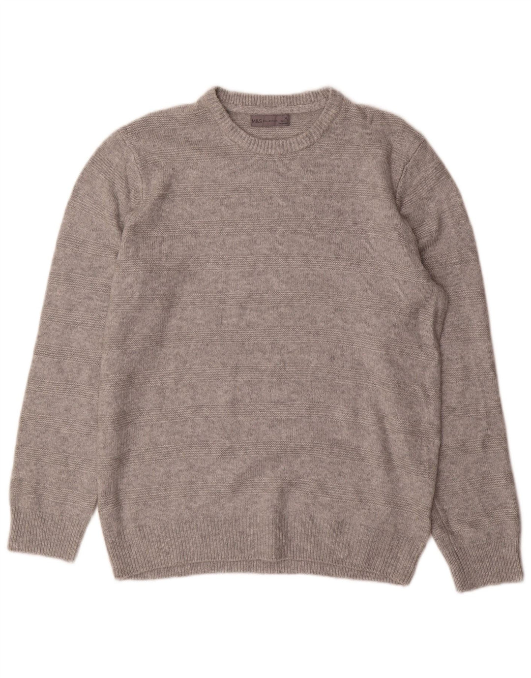 Pulover pentru bărbați Marks & Spencer cu gât roșu, XL, acrilic cu dungi gri