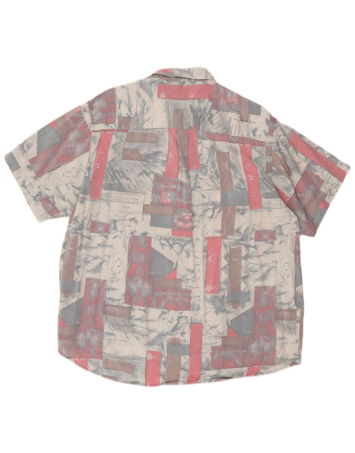 Cămașă cu mânecă scurtă pentru bărbați vintage cu model abstract, XL, gri