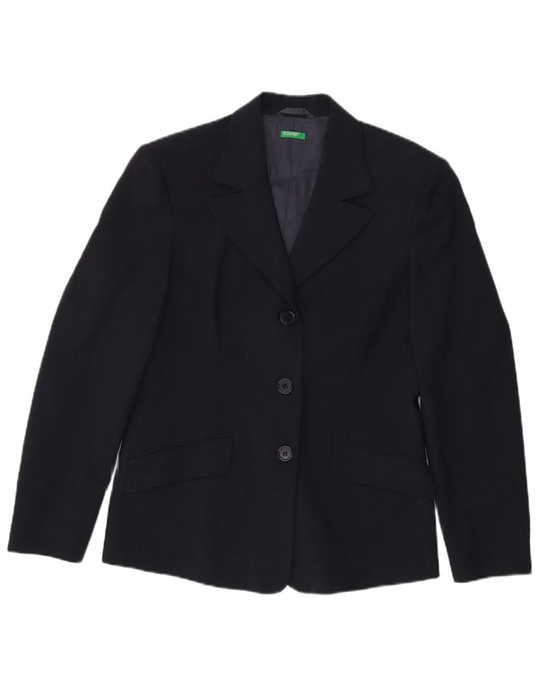 Sacou pentru femei Benetton cu 3 nasturi IT 44 Poliester bleumarin mediu