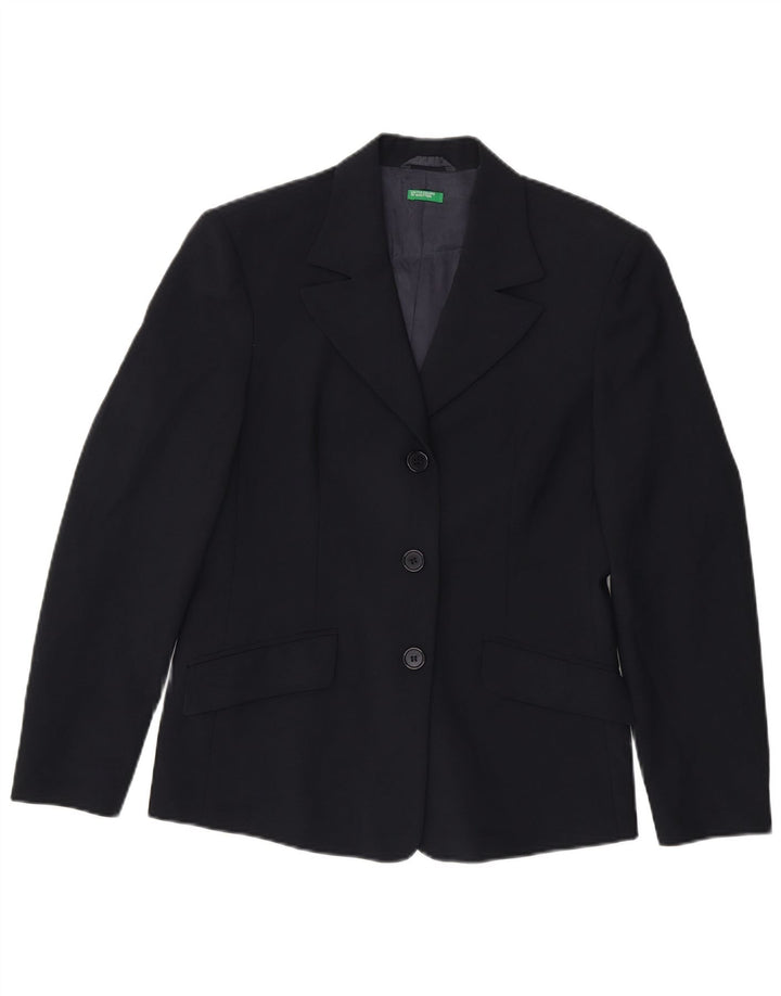 Sacou pentru femei Benetton cu 3 nasturi IT 44 Poliester bleumarin mediu