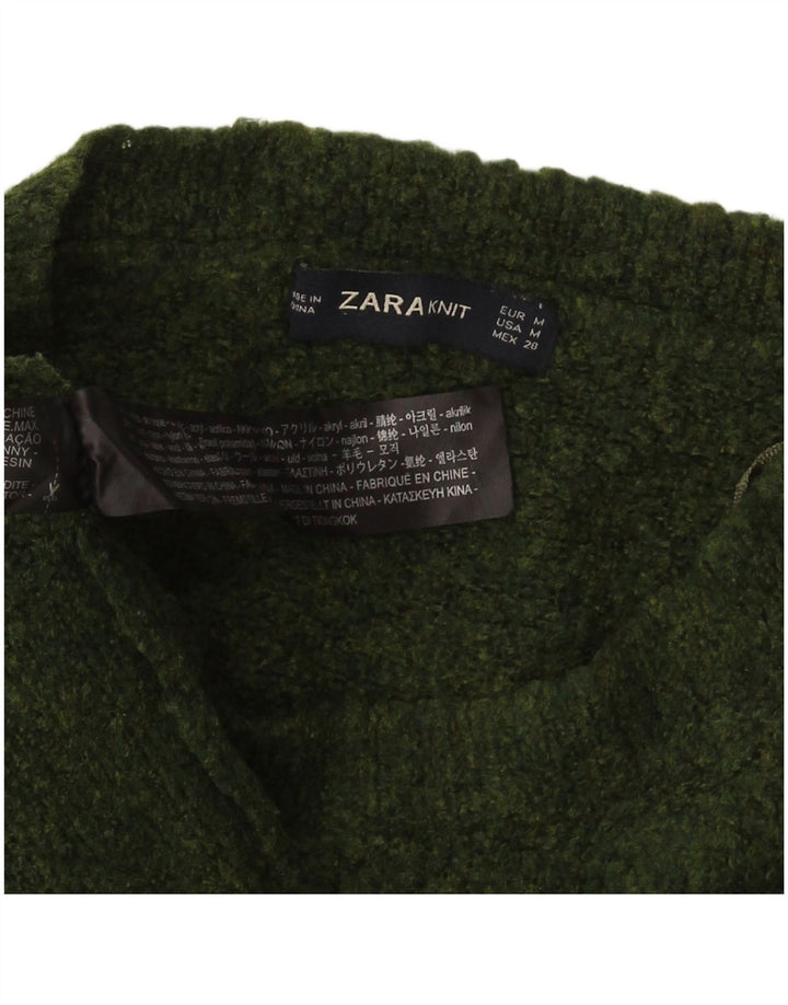 Pulover supradimensionat pentru femei Zara, cu gâtul turn, Marea Britanie 14, verde mijlocie, pete