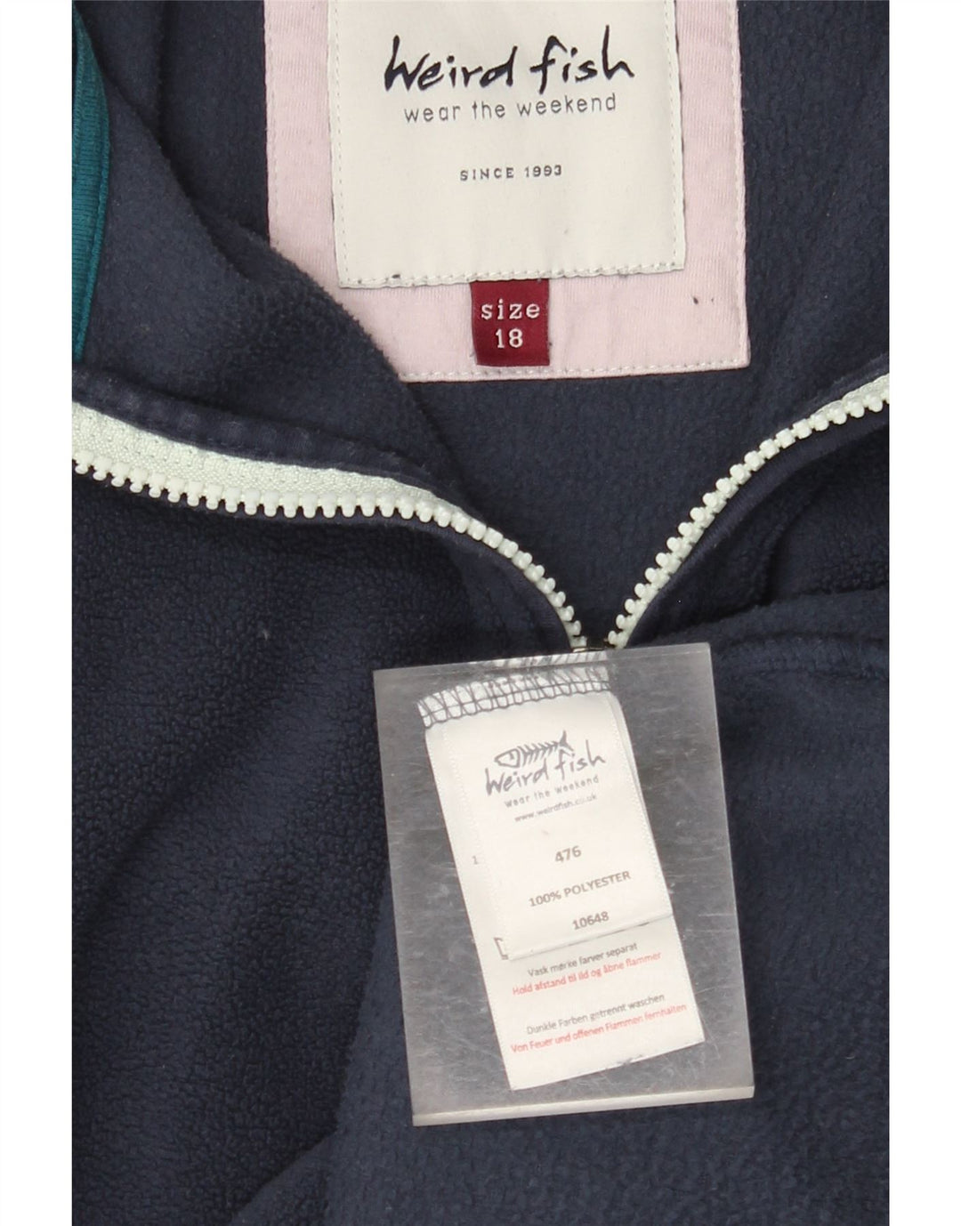 WEIRD FISH Womens Oversized Zip Neck Fleece Jumper UK 18 XL Navy Blue