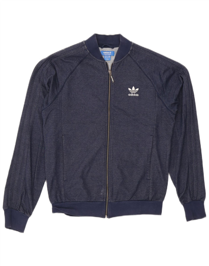 Jachetă de trening pentru bărbați Adidas, bumbac mediu, albastru bleumarin