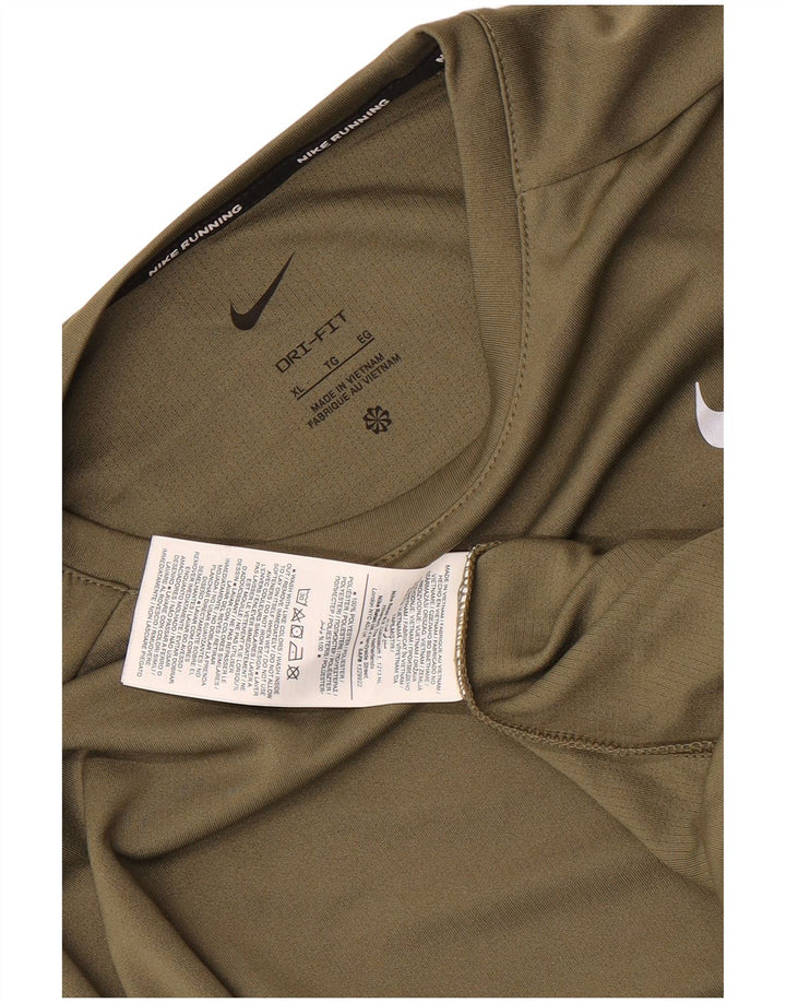 Nike pentru bărbați Dri Fit Top cu mânecă lungă XL Kaki Poliester