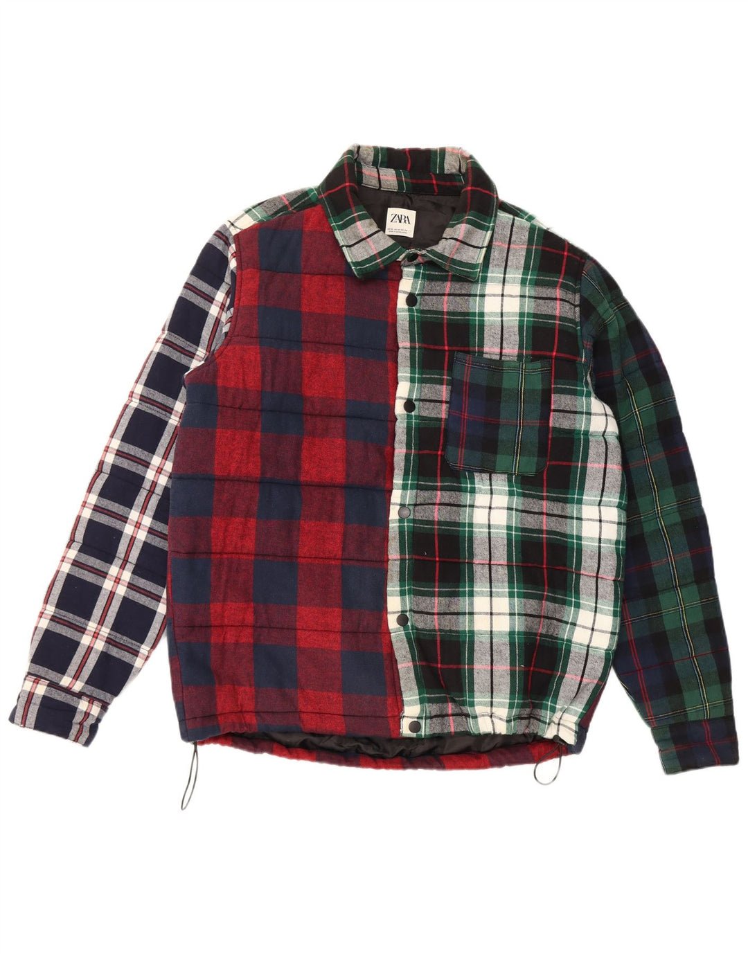 Cămașă pentru bărbați Zara Lumberjack Flannel Bumbac în carouri, multicoloră, medie