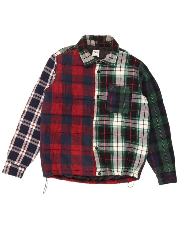 Cămașă pentru bărbați Zara Lumberjack Flannel Bumbac în carouri, multicoloră, medie