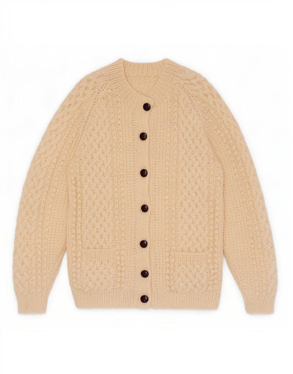 Pulover cardigan vintage pentru femei UK 12 Medium Off White
