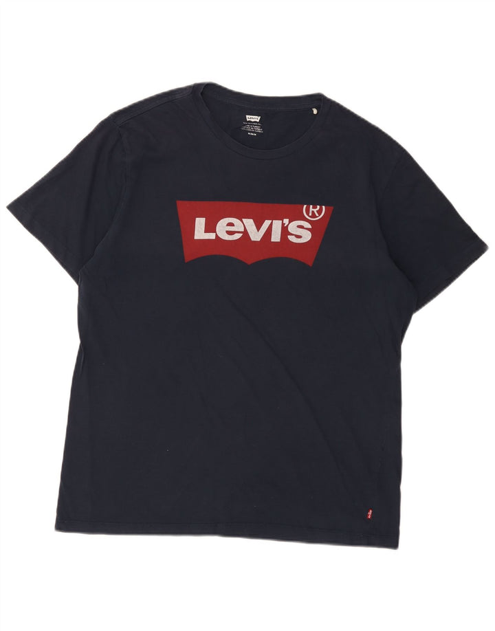 Tricou grafic pentru bărbați Levi's Top mediu din bumbac bleumarin