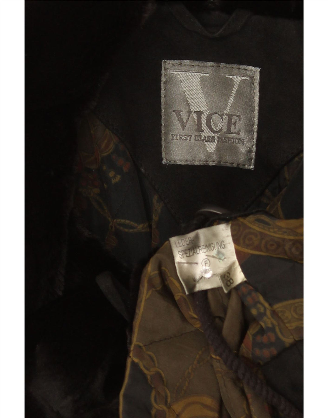 Pardesiu supradimensionat din piele intoarsa vintage pentru femei EU 38, piele medie neagra