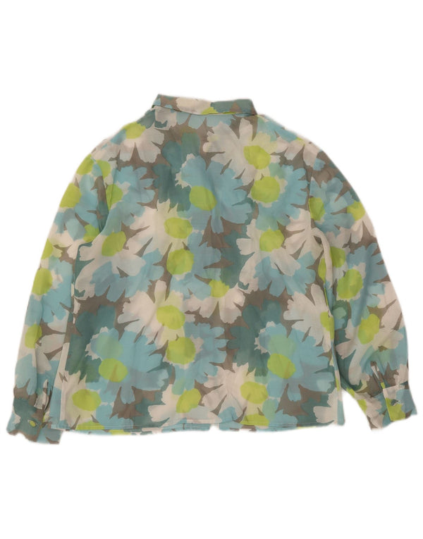Bluză cămașă pentru femei VINTAGE cu mâneci 3/4 UK 14 mare, multicoloră, florală