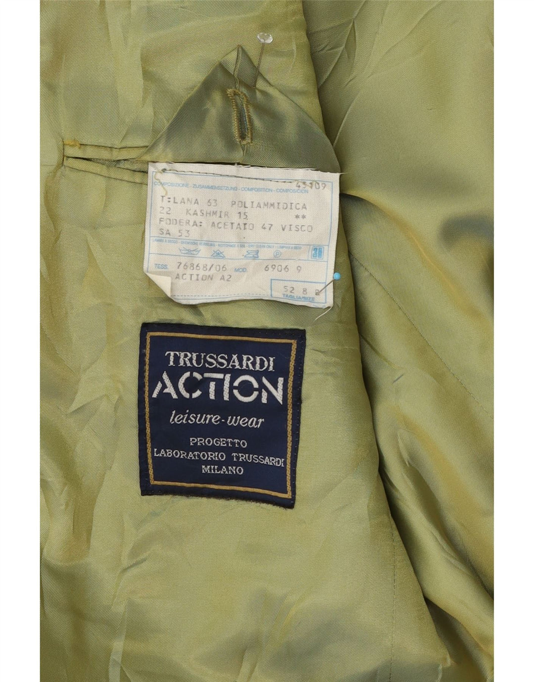 Jachetă pentru bărbați Trussardi cu 2 nasturi IT 52 XL Lână verde