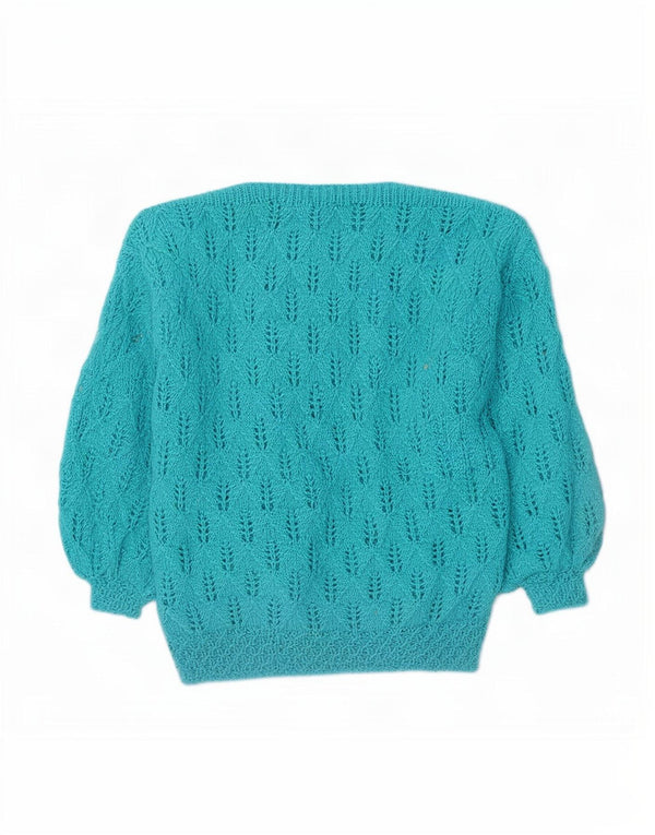 Pulover vintage pentru femei cu gât de barcă UK 16 Large Blue