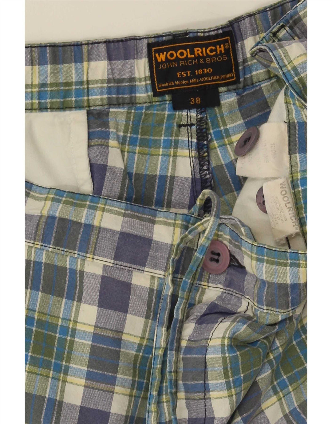 Pantaloni scurți chino obișnuiți pentru bărbați Woolrich W38 XL, bumbac în carouri multicolore