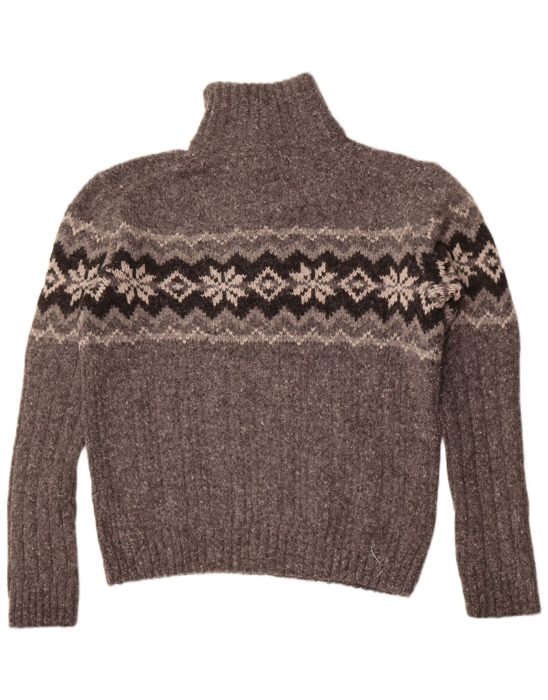 Marks & Spencer Pulover pentru bărbați cu gât cu nasturi, lână Fair Isle, gri mare