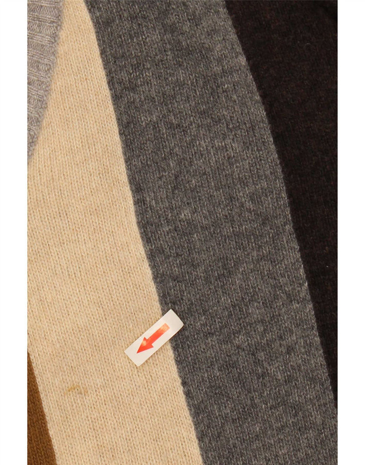 Pulover cu decolteu în V Benetton pentru bărbați, cu dungi mari, multicolore