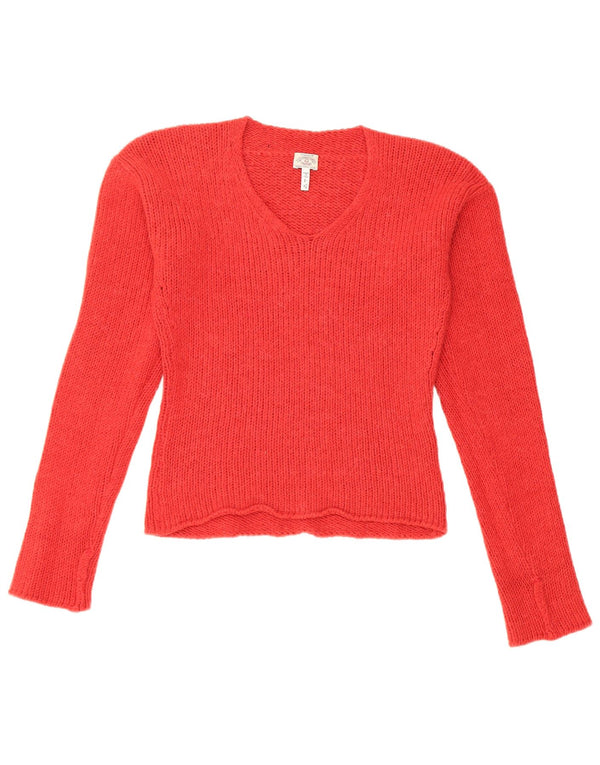 Pulover cu decolteu în V pentru femei Armani Jeans UK 14 Large Red