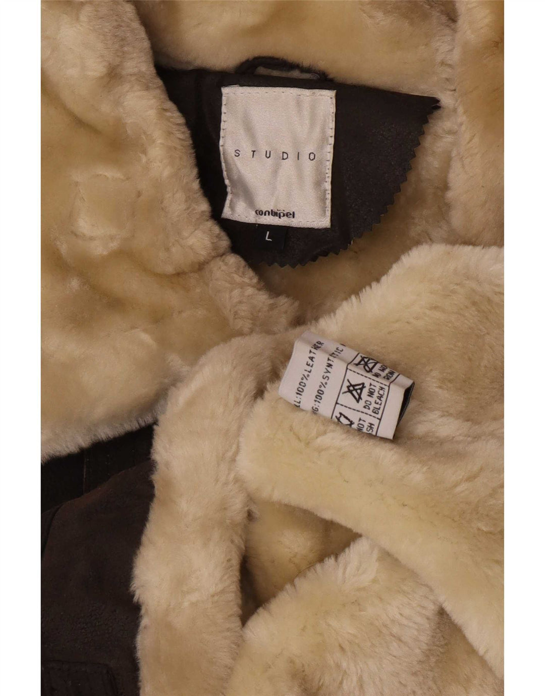 Jachetă din shearling pentru femei Conbipel UK 16, mare, maro, din piele