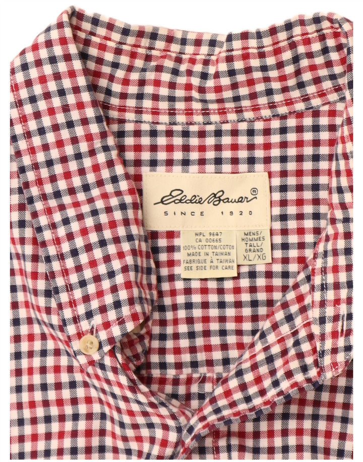 Cămașă cu mânecă scurtă pentru bărbați Eddie Bauer, XL, roșu, bumbac vichy