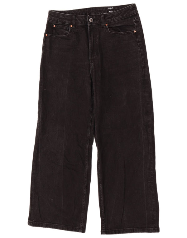 Blugi pentru femei Marks & Spencer cu picioare largi UK 12 Medium W30 L28 Bumbac negru