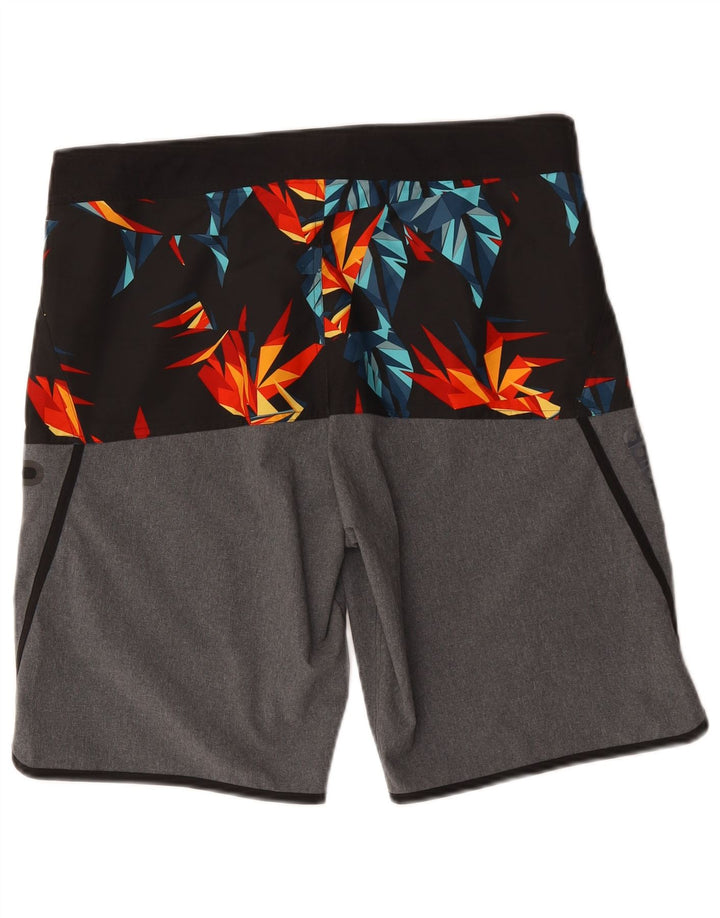 Pantaloni scurți de înot Adidas pentru bărbați, poliester geometric, gri mediu