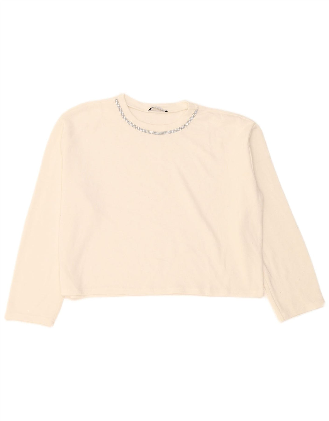 Top supradimensionat pentru femei Zara cu mânecă lungă UK 14 Medium White