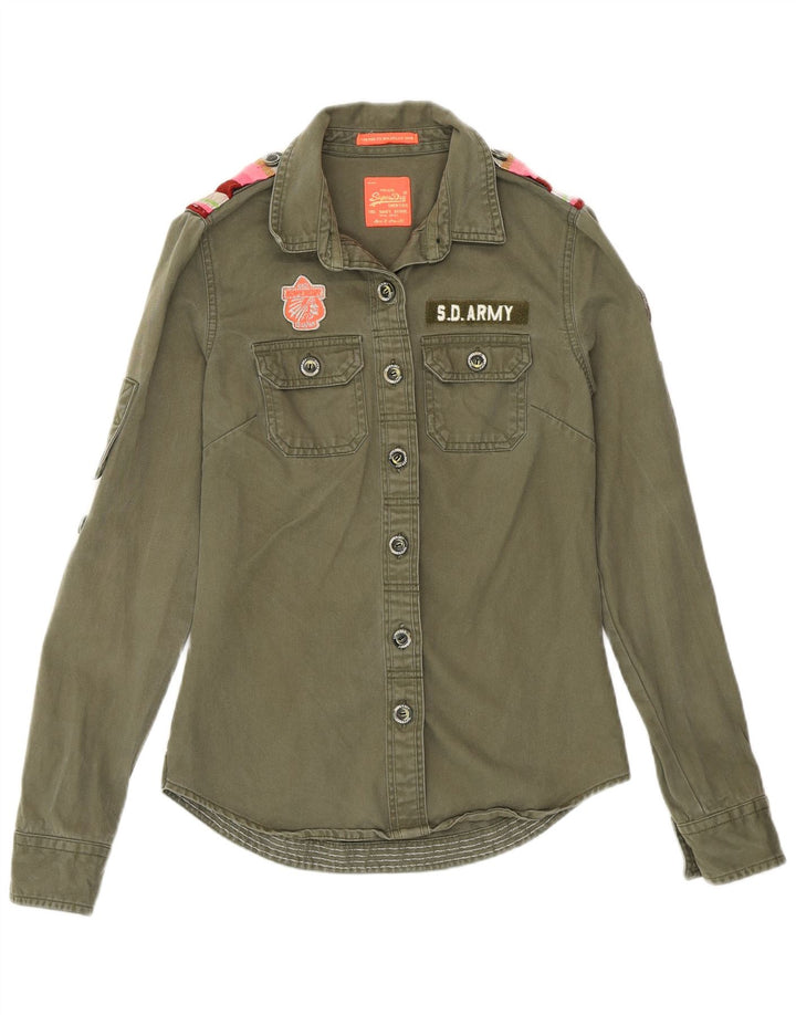 Cămașă militară din blugi pentru femei SUPERDRY UK 6 XS bumbac kaki