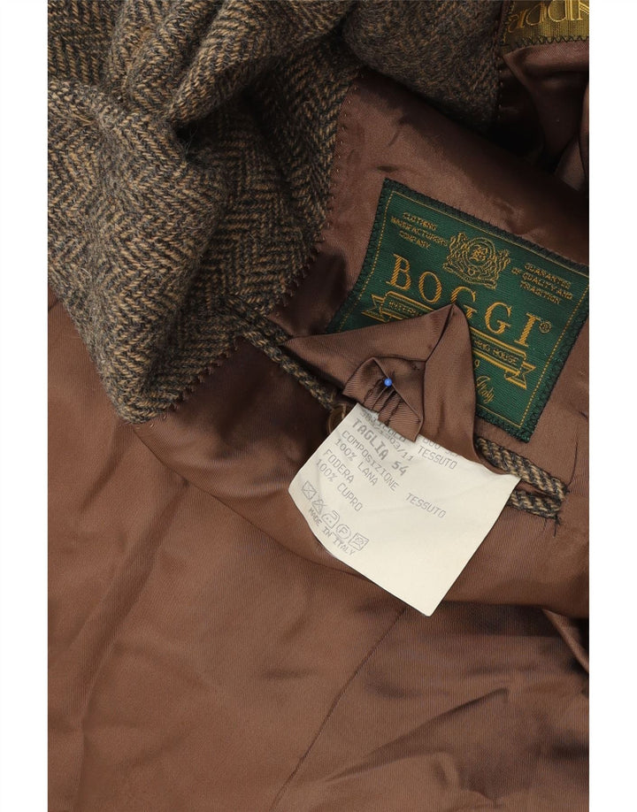 Jachetă Boggi pentru bărbați, cu 3 nasturi, IT 54 2XL, lână gri Herringbone