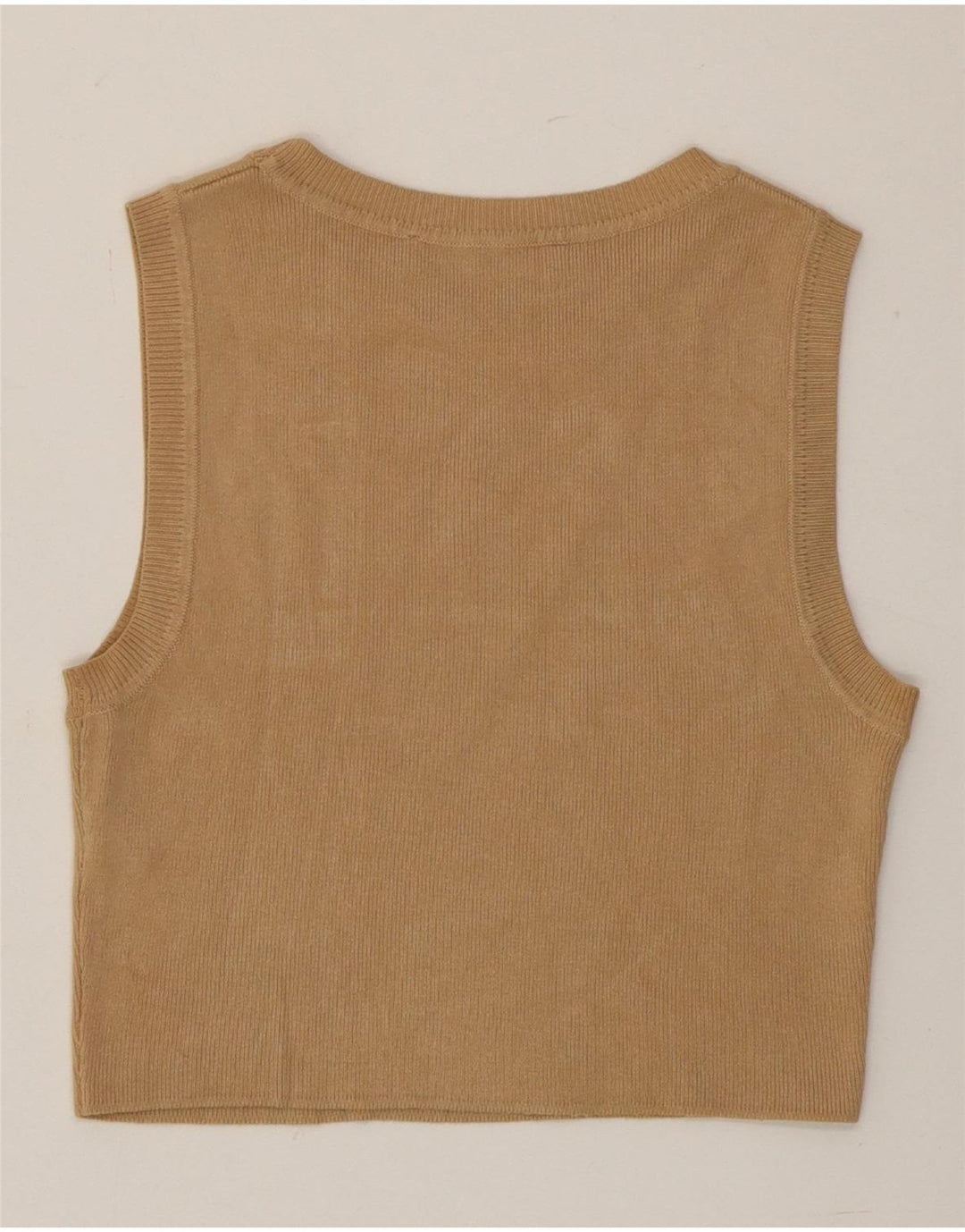 Zara femei Crop Vest Tank Top UK 12 Medium Brown Viscose