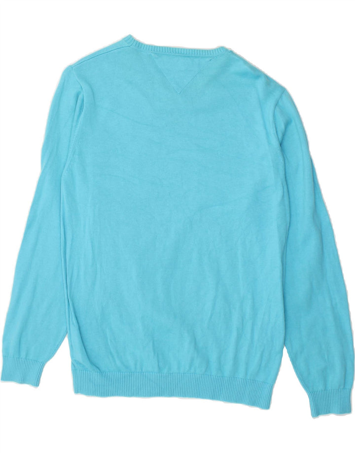 TOMMY HILFIGER Mens Boat Neck Jumper Sweater Medium Blue Cotton Vintage Tommy Hilfiger and Second-Hand Tommy Hilfiger from Messina Hembry 