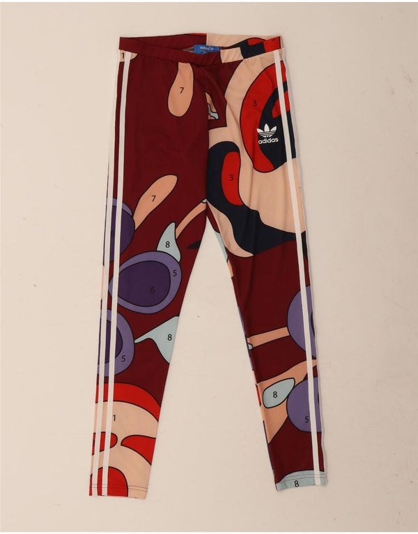 Adidas Womens Rita Ora Leggings cu model abstract UK 10 Small Burgundy