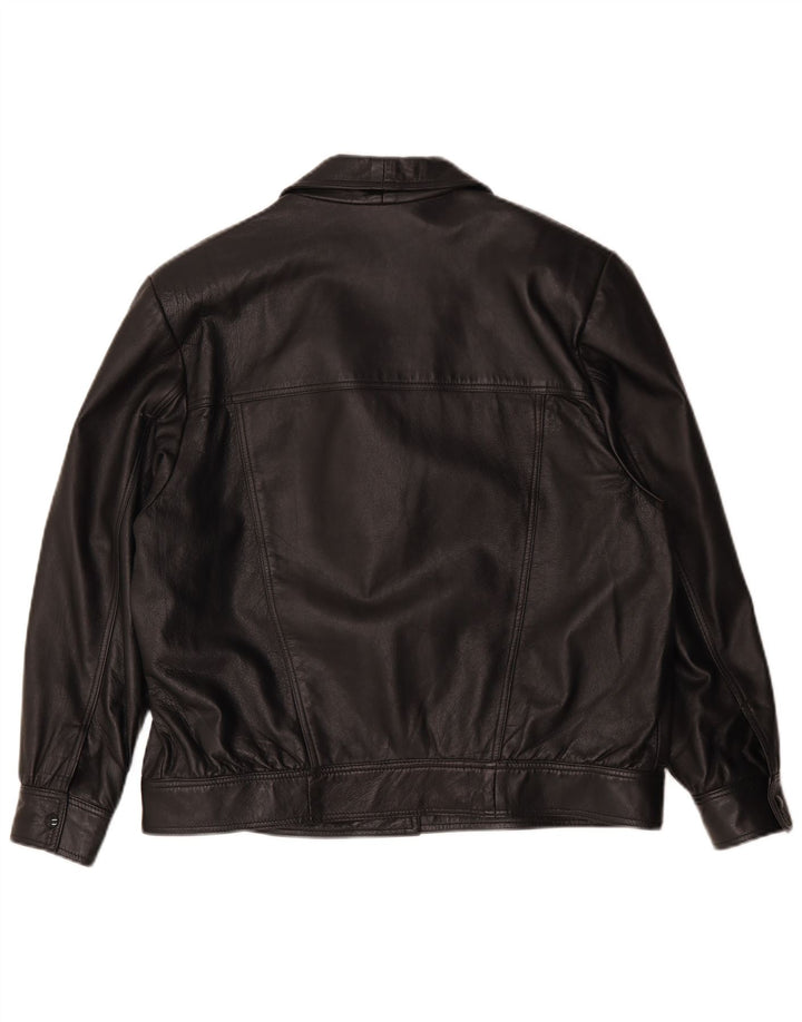 Jachetă Bomber din piele vintage pentru femei UK 18 XL Negru