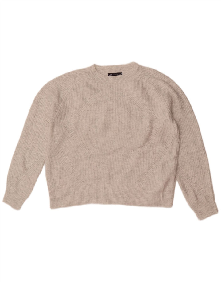 Pulover pentru femei Marks & Spencer cu decolteu rotund UK 14 Medium Gri Acrilic