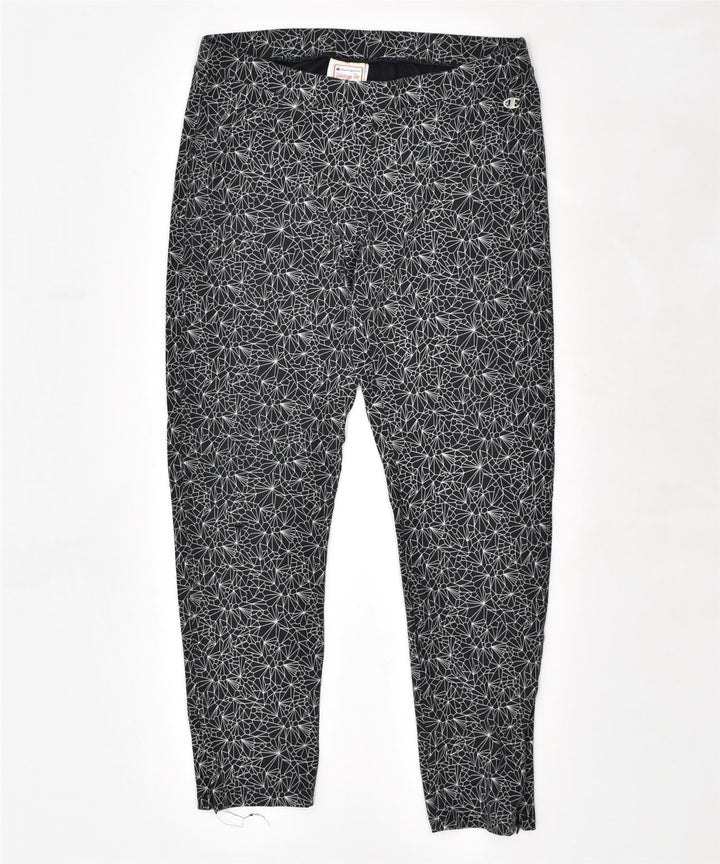 CHAMPION Womens Leggings Large Black Geometric | Vintage | Thrift | Second-Hand | Used Clothing | Messina Hembry 