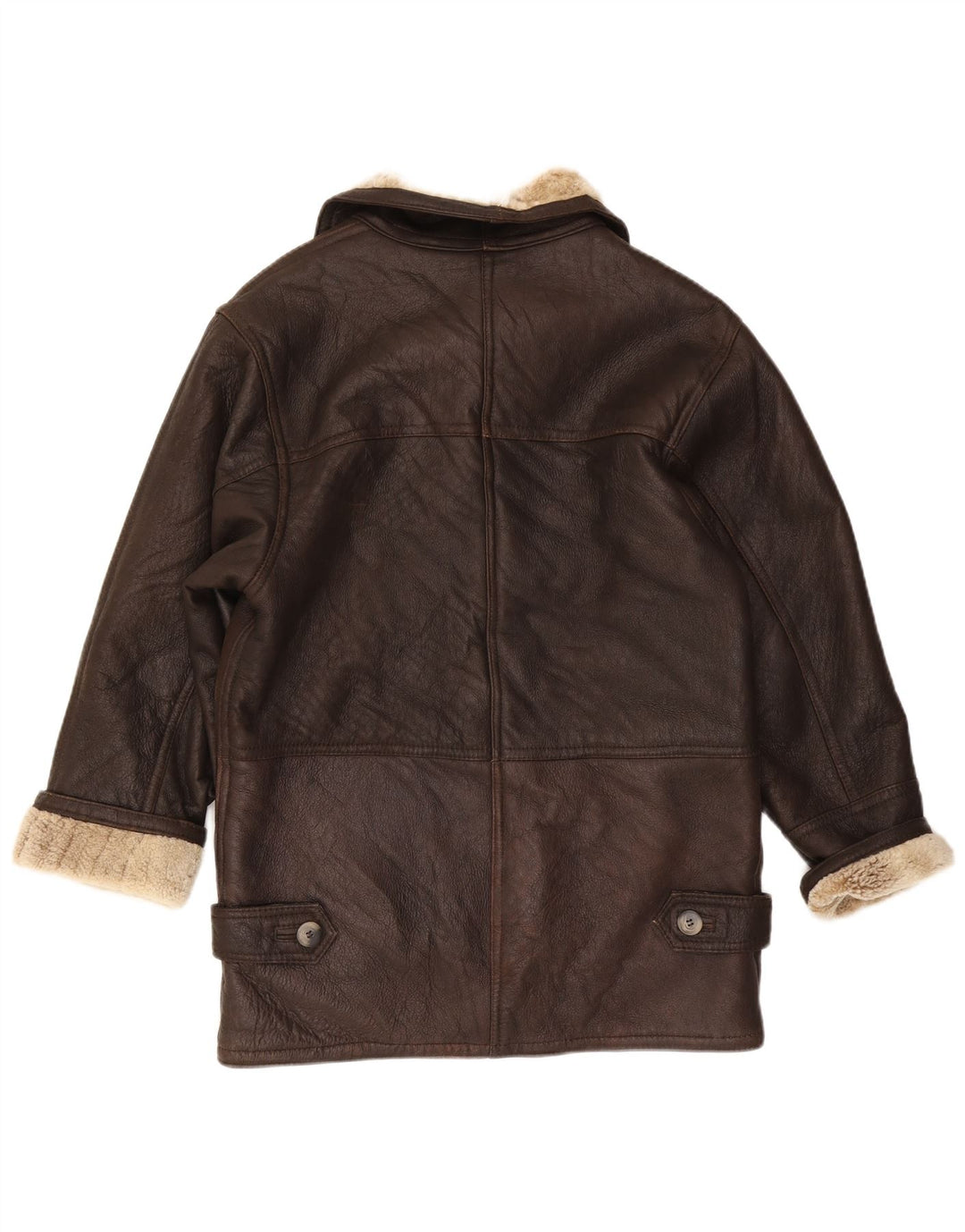 Palton vintage pentru femei din shearling EU 38, maro mediu, piele de oaie