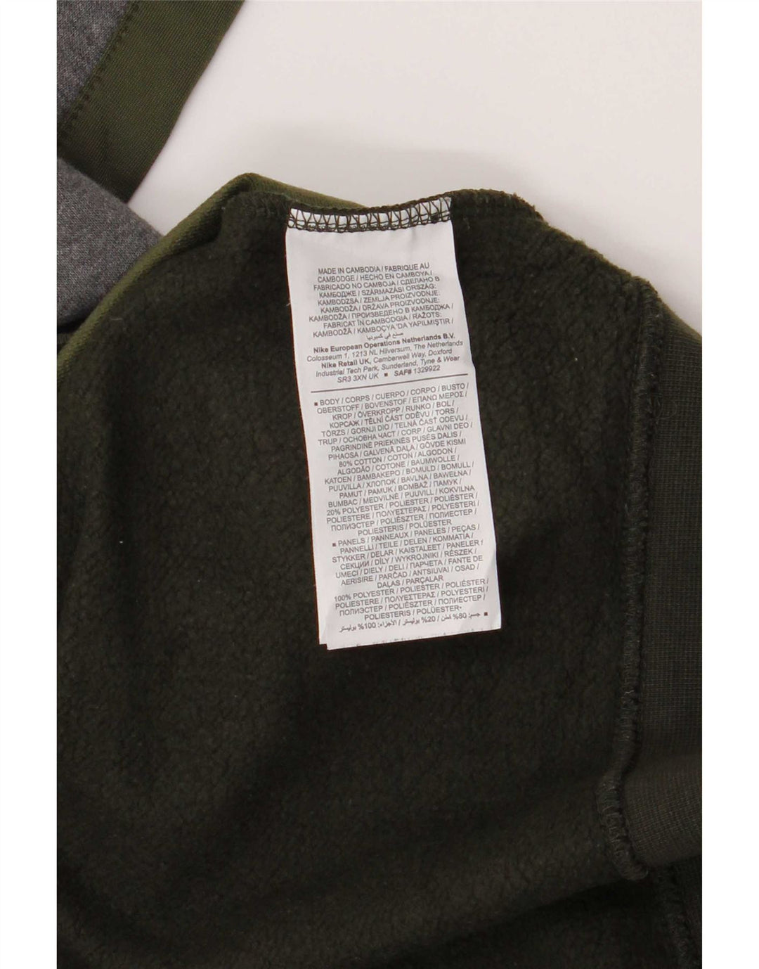 Hanorac grafic pentru bărbați Nike Pulover Medium Kaki Bumbac color bloc