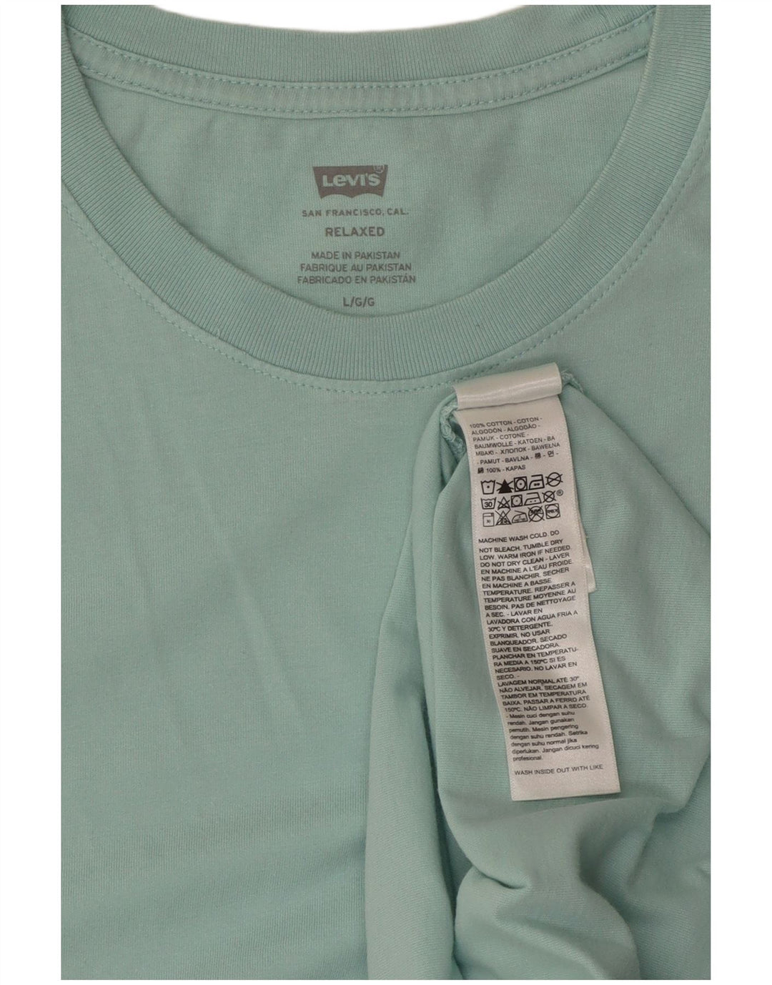 Tricou relaxat pentru bărbați LEVI'S Top mare din bumbac turcoaz
