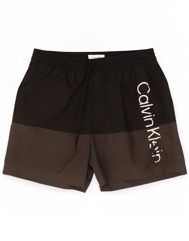 Pantaloni scurți de înot grafic Calvin Klein pentru bărbați, medii, negru, color block