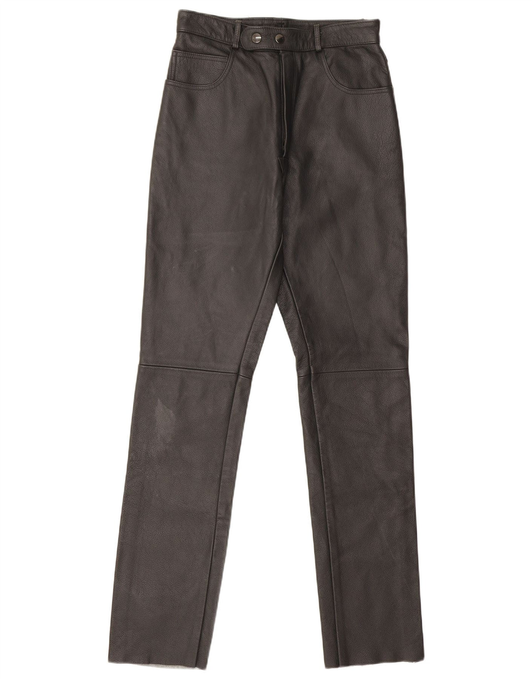 Pantaloni drepți din piele vintage pentru femei W26 L32 negri