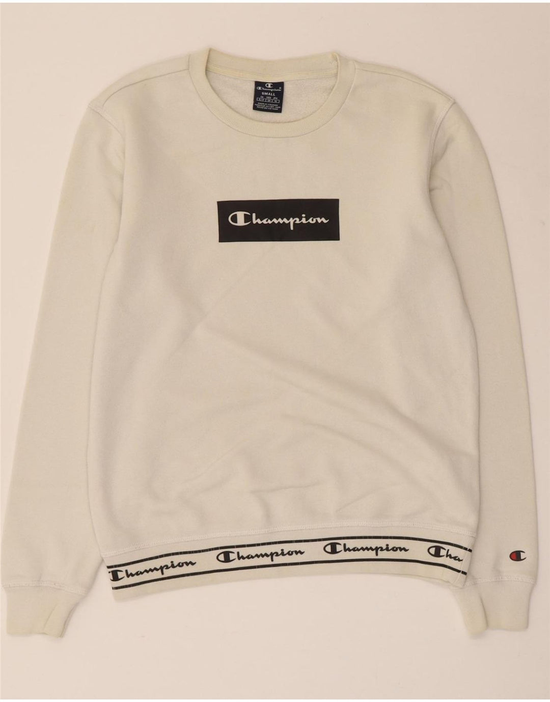 Hanorac grafic pentru bărbați CHAMPION Pulover mic, alb, bumbac