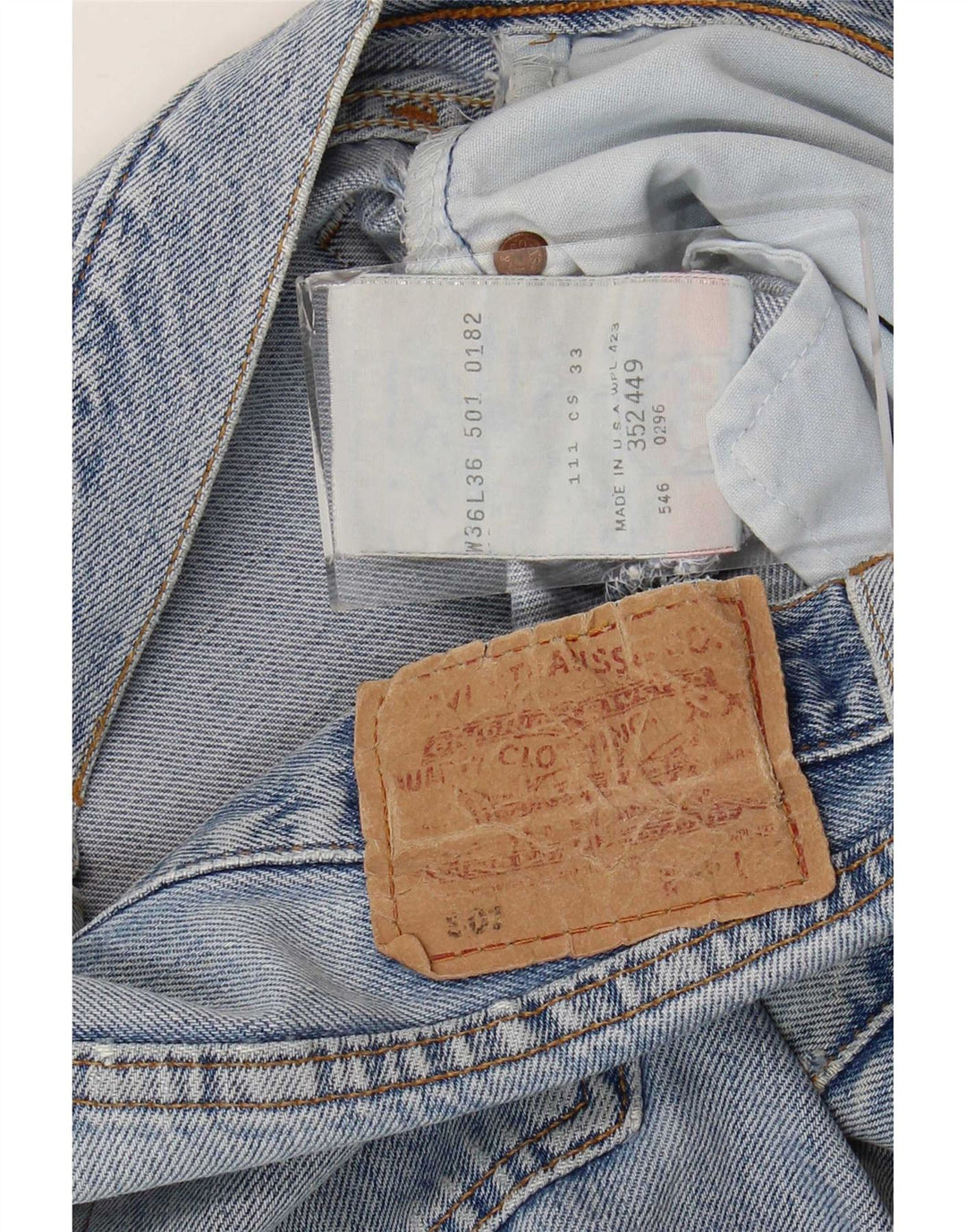 Blugi drepți distressed 501 Levi's pentru bărbați W36 L28 Bumbac albastru