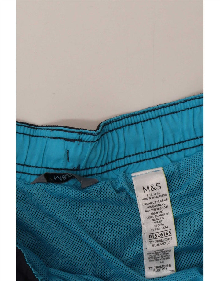 Pantaloni scurți de înot pentru bărbați Marks & Spencer, mari, albastru, poliester color bloc