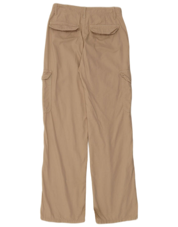 Pantaloni cargo pentru femei cu picioare largi Zara EU 36 XS W26 L30 bej bumbac