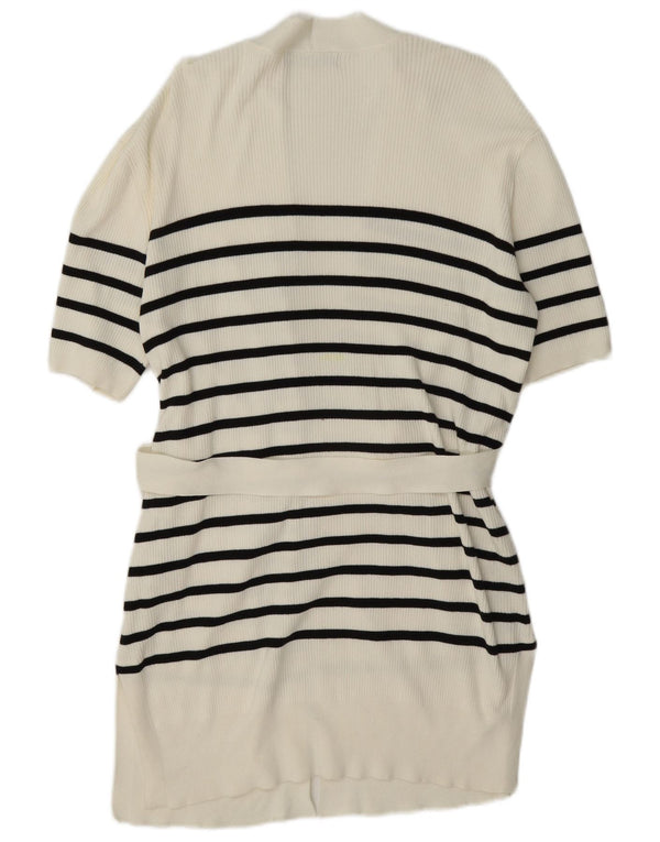 Pulover cardigan cu paragate pentru femei Marks & Spencer UK 14 Medium White Striped