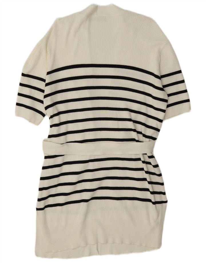 Pulover cardigan cu paragate pentru femei Marks & Spencer UK 14 Medium White Striped