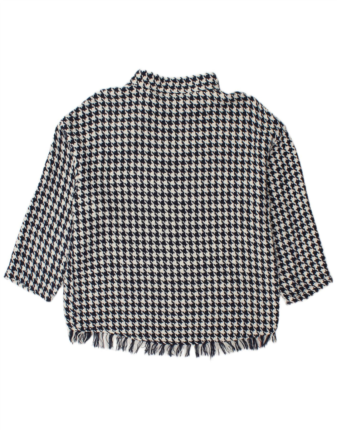 Pulover pentru femei Zara, cu gât cu nasturi, UK 14 Medium Bluemarin Houndstooth